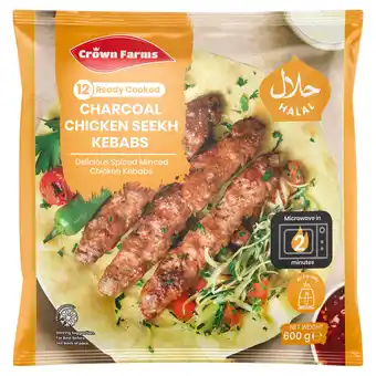 Iceland Crown Farms 12 Charcoal Chicken Seekh Kebabs 600g offer