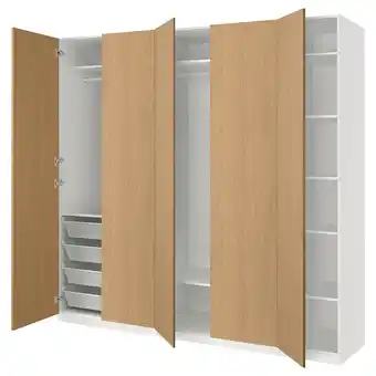 IKEA Pax / storklinta Wardrobe combination, white/oak effect, 250x60x236 cm offer