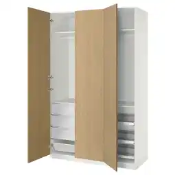 IKEA Pax / storklinta Wardrobe combination, white/oak effect, 150x60x236 cm offer