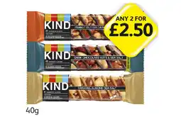 Londis View KIND Peanut Butter Dark Chocolate, Dark Chocolate Nuts & Sea Salt, Caramel Almond Sea Salt offer