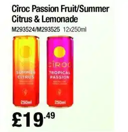 Booker Wholesale Ciroc Passion Fruit/Summer Citrus & Lemonade offer