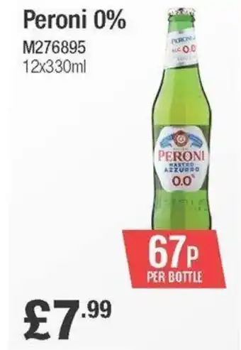 Booker Wholesale Peroni 0% offer