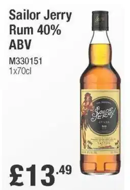 Booker Wholesale Sailor Jerry Rum 40% ABV offer