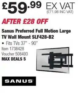 Costco Sanus Preferred Full Motion Large TV Wall Mount SLF428-B2 offer