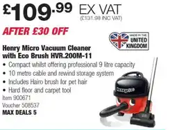 Costco Henry Micro Vacuum Cleaner with Eco Brush HVR.200M-11 offer