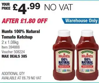 Costco Hunts 100% Natural Tomato Ketchup offer