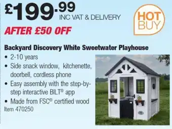 Costco Backyard Discovery White Sweetwater Playhouse offer