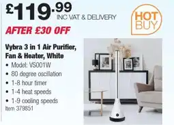 Costco Vybra 3 in 1 Air Purifier, Fan & Heater, White offer