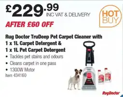 Costco Rug Doctor TruDeep Pet Carpet Cleaner with 1 x 1L Carpet Detergent & 1 x 1L Pet Carpet Detergent offer