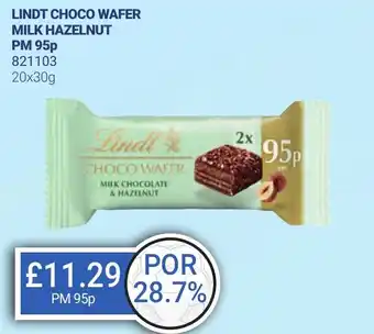 Bestway LINDT CHOCO WAFER MILK HAZELNUT offer