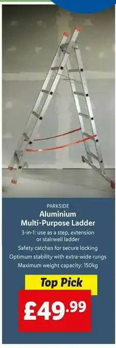 Lidl Parkside Aluminium Multi-purpose Ladder offer