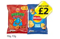 Londis View Walkers Monster Munch Sweet & Spicy Flamin Hot, Cheese & Onion offer
