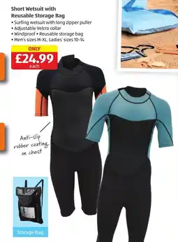 Aldi Short Wetsuit with Reusable Storage Bag offer