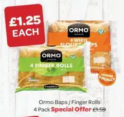 Spar Ormo Baps/Finger Rolls 4 Pack offer