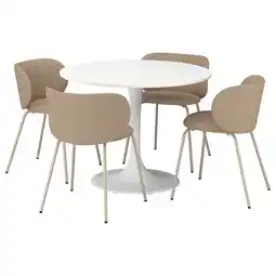 IKEA Docksta / krylbo Table and 4 chairs, white white/tonerud dark beige, 103 cm offer