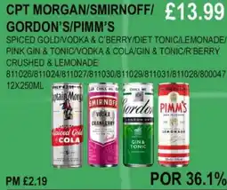 Bestway CPT MORGAN/SMIRNOFF/ GORDON'S/PIMM'S offer