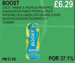 Bestway BOOST JUIC'D-MANGO & TROPICAL/PINEAPPLE & GUAVA/SOUR PUNCH TROPICAL FRUIT/ WATERMELON & LIME/BLOOD ORANGE & RASP offer