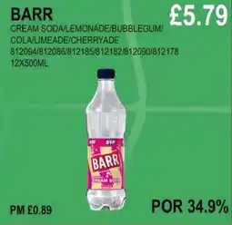 Bestway BARR CREAM SODA/LEMONADE/BUBBLEGUM/ COLA/LIMEADE/CHERRYADE offer