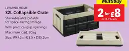 Lidl LIVARNO HOME 32L Collapsible Crate offer