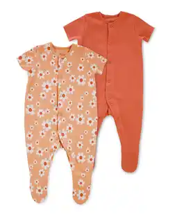 Aldi Baby Orange Sleepsuits 2 Pack offer