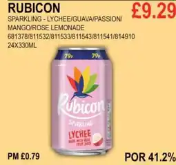 Bestway RUBICON SPARKLING LYCHEE/GUAVA/PASSION/ MANGO/ROSE LEMONADE offer