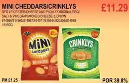 Bestway MINI CHEDDARS/CRINKLYS RED LEICESTER/CHEESE AND PICKLE/ORIGINAL/BBQ/ SALT & VINEGAR/SMOKED/CHEESE & ONION offer