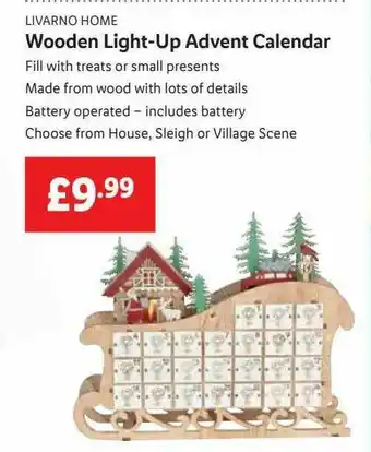 Lidl Livarno Home Wooden Light-up Advent Calendar offer