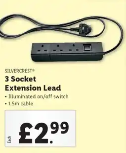 Lidl SILVERCREST® 3 Socket Extension Lead offer