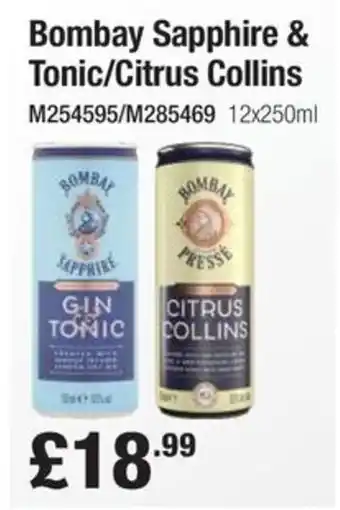 Makro Bombay Sapphire & Tonic/Citrus Collins offer