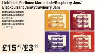Makro Lichfields Portions: Marmalade/Raspberry Jam/ Blackcurrant Jam/Strawberry Jam offer