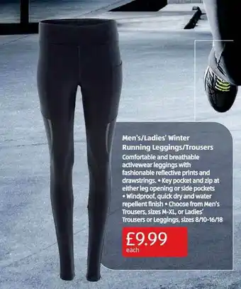 Aldi Men's-Ladies' Winter Running Leggings-Trousers offer