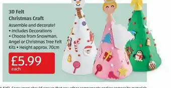 Aldi 3D Felt Christmas Craft offer