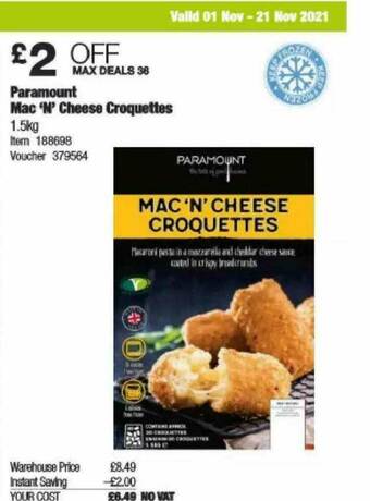 Costco Paramount Mac 'N' Cheese Croquettes offer