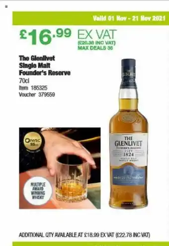 Costco The Glenlivet Single Malt Founder's Reserve offer
