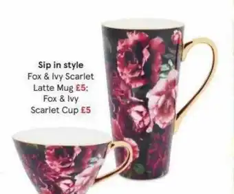 Tesco Sip In Style Fox & Ivy Scarlet Latte Mug Or Fox & Ivy Scarlet Cup offer
