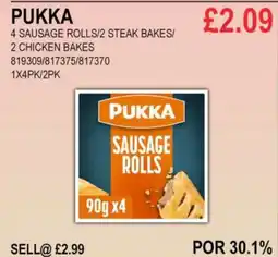 Bestway PUKKA 4 SAUSAGE ROLLS/2 STEAK BAKES/ 2 CHICKEN BAKES offer