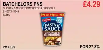 Bestway BATCHELORS PNS CHICKEN & MUSHROOM/CHEESE & BROCCOLI offer