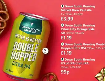 Lidl Down South Brewing Market Brew Pale Ale, Down South Brewing Citrus City Orange Pale Ale, Down South Brewing Double Hopped Cit offer