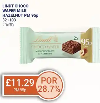 Bestway LINDT CHOCO WAFER MILK HAZELNUT offer