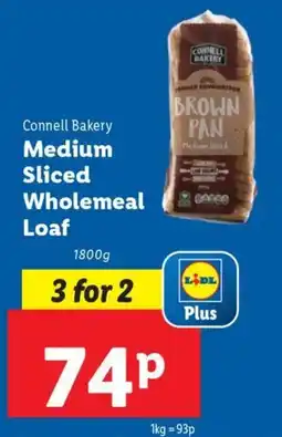 Lidl Connell Bakery Medium Sliced Wholemeal Loaf offer