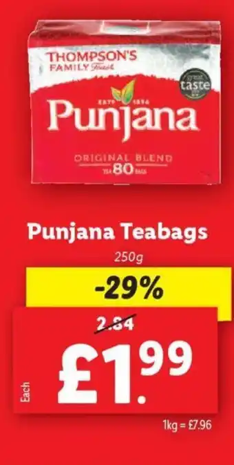 Lidl PUNJANA Teabags offer