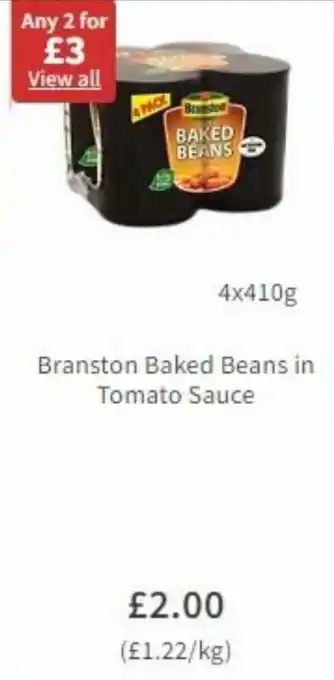Asda Branston Baked Beans in Tomato Sauce 4 x 410g offer