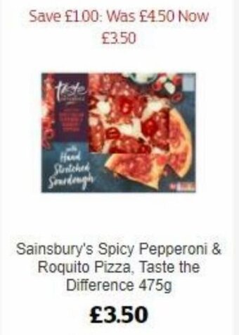Sainsbury's Sainsbury's Spicy Pepperoni & Roquito Pizza, Taste the Difference 475g offer