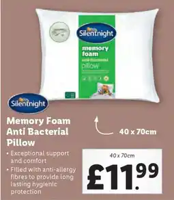 Lidl Memory Foam Anti Bacterial Pillow offer