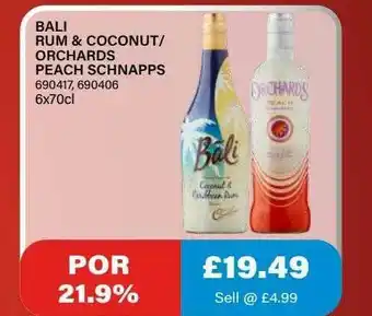 Bestway Bali Rum & Coconut-orchards Peach Schnapps offer