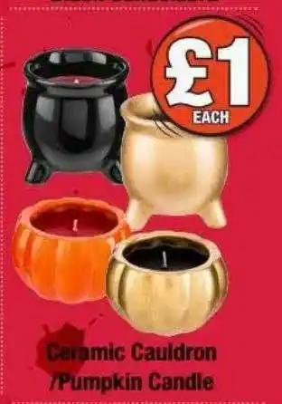 Ceramic Cauldron-pumpkin Candle