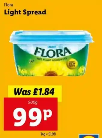 Lidl Flora Light Spread 500g offer