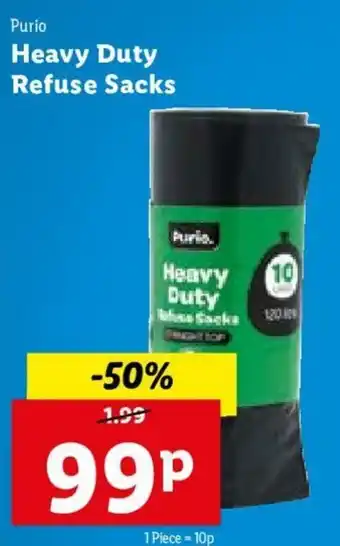 Lidl Purio Heavy Duty Refuse Sacks offer
