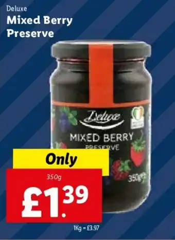 Lidl Deluxe Mixed Berry Preserve 350g offer