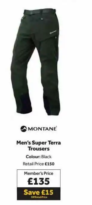 GO Outdoors Montane Men's Super Terra Trousers offer